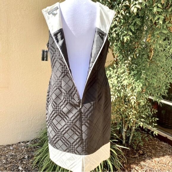 JESSICA HOWARD MISSY COLOR-BLOCK IVORY/BLACK SLEEVELESS SHEATH DRESS 12 NWT - Picture 3 of 14